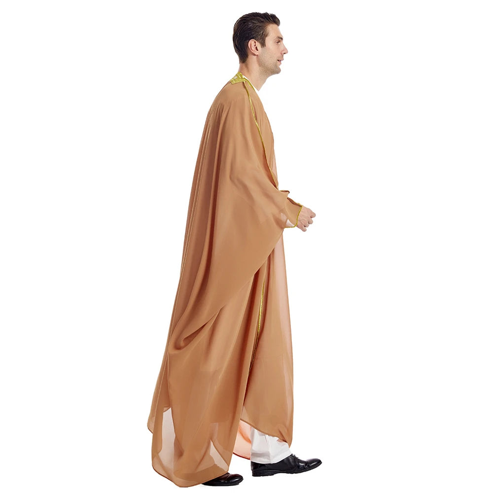 Islam Clothing Men Robe Kaftan Muslim Man Moroccan Casual Long Jubba Thobe Arabic Robe Middle East National Costume Eid Ramadan