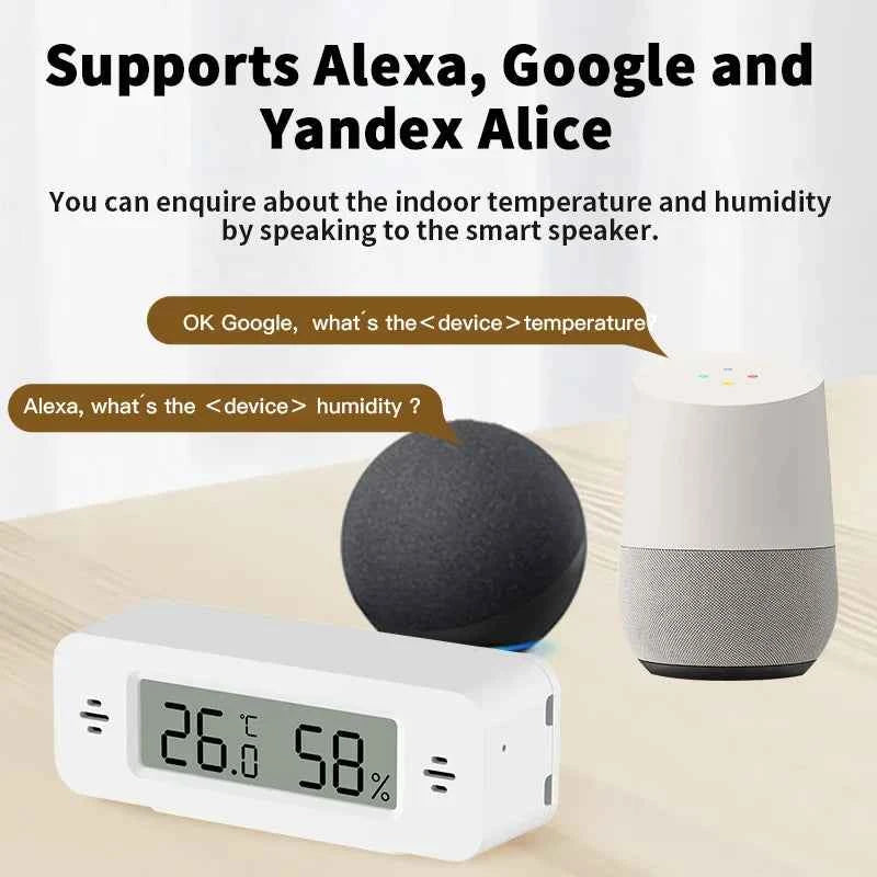 Tuya WiFi Mini Temperature Humidity For Smart Home Thermometer Hygrometer APP Remote Alarm Work with Google Home Yandex Alexa - AMULET RING STORE