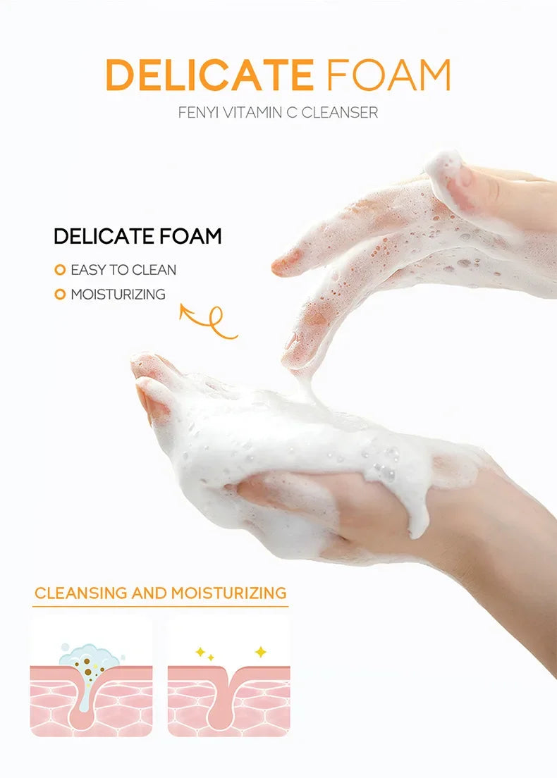 Vitamin C Facial Cleanser Skin Cleansing Moisturizing Blackhead Remove Skincare Face Wash Foam Face Cleanser 50g