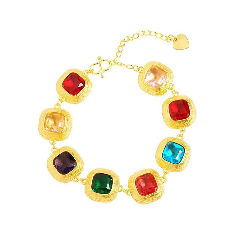 Luxury 24K 9999 Pure Gold real gold Women's bracelet court style multicolor sugar bracelet - AMULET RING STORE