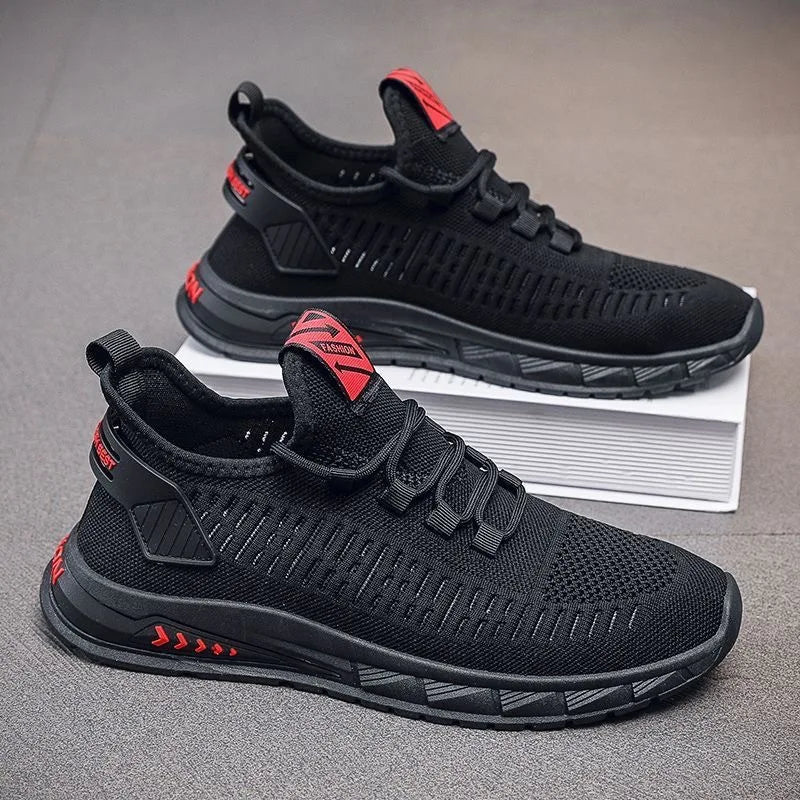 Flying Woven Men's Shoes Summer New Breathable Deodorant Mesh Shoes Men's sneaker Korean-style All-match Casual Running Shoes - AMULET RING STORE
