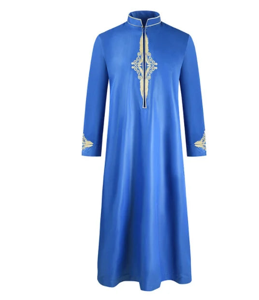 Men's Long Sleeved Dubai Türkiye India Loose Islamic Collar Dress Jubba Thobe Ramadan Muslim Abaya Gown Solid House