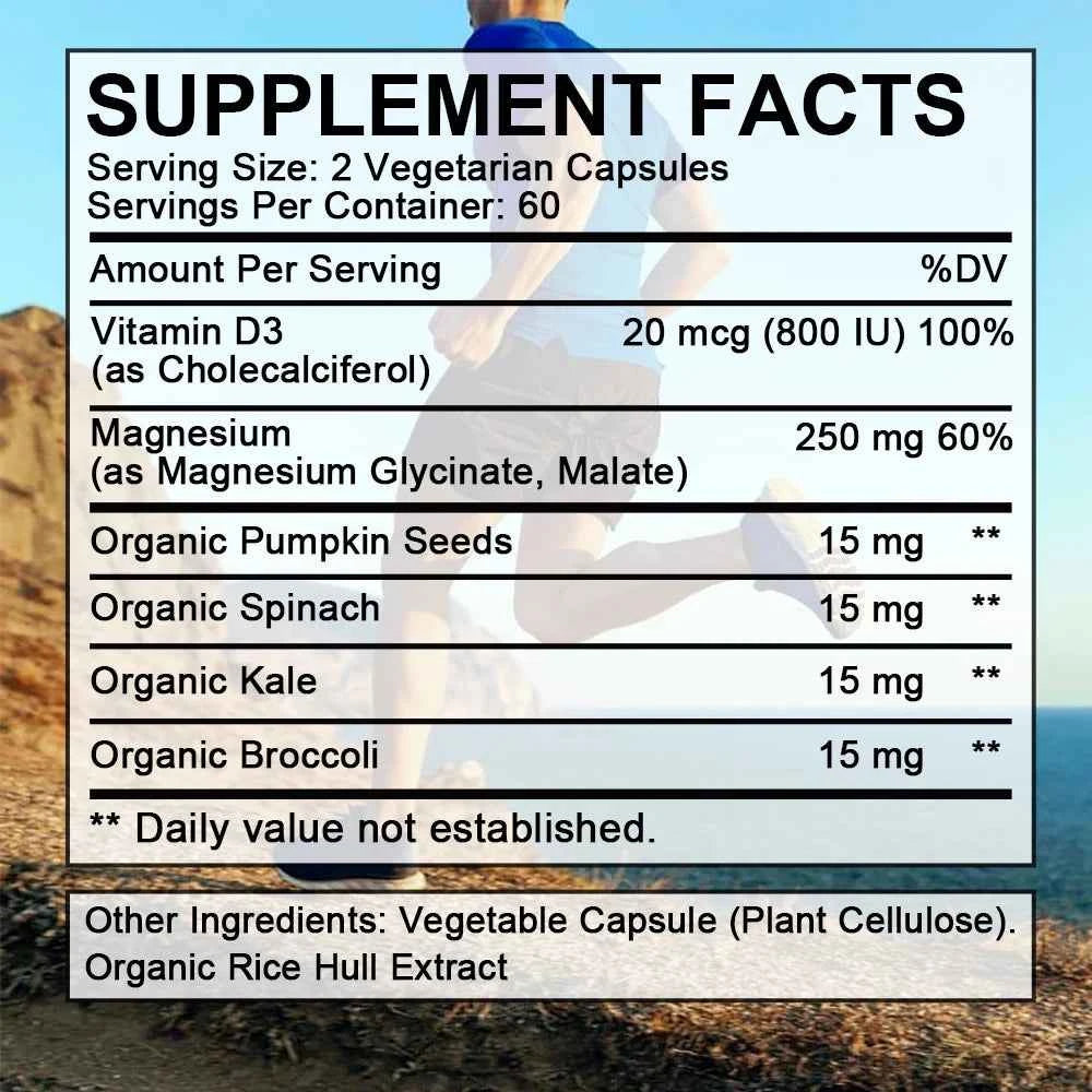 Magnesium Capsules - Magnesium Malate + Glycinate Supplement, Helps Boost Immunity, Promote Heart Health and Strong Bones