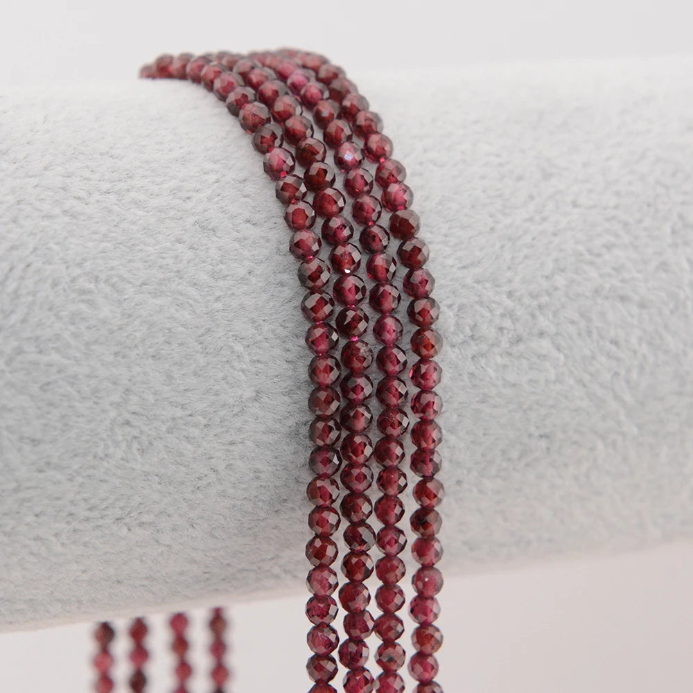 Natural Pyrope Garnet Faceted Round / Cube Beads 2mm,3mm,4mmfor Jewelry Making Bracelet Necklace Beads DIY Accessories Wholesale - AMULET RING STORE