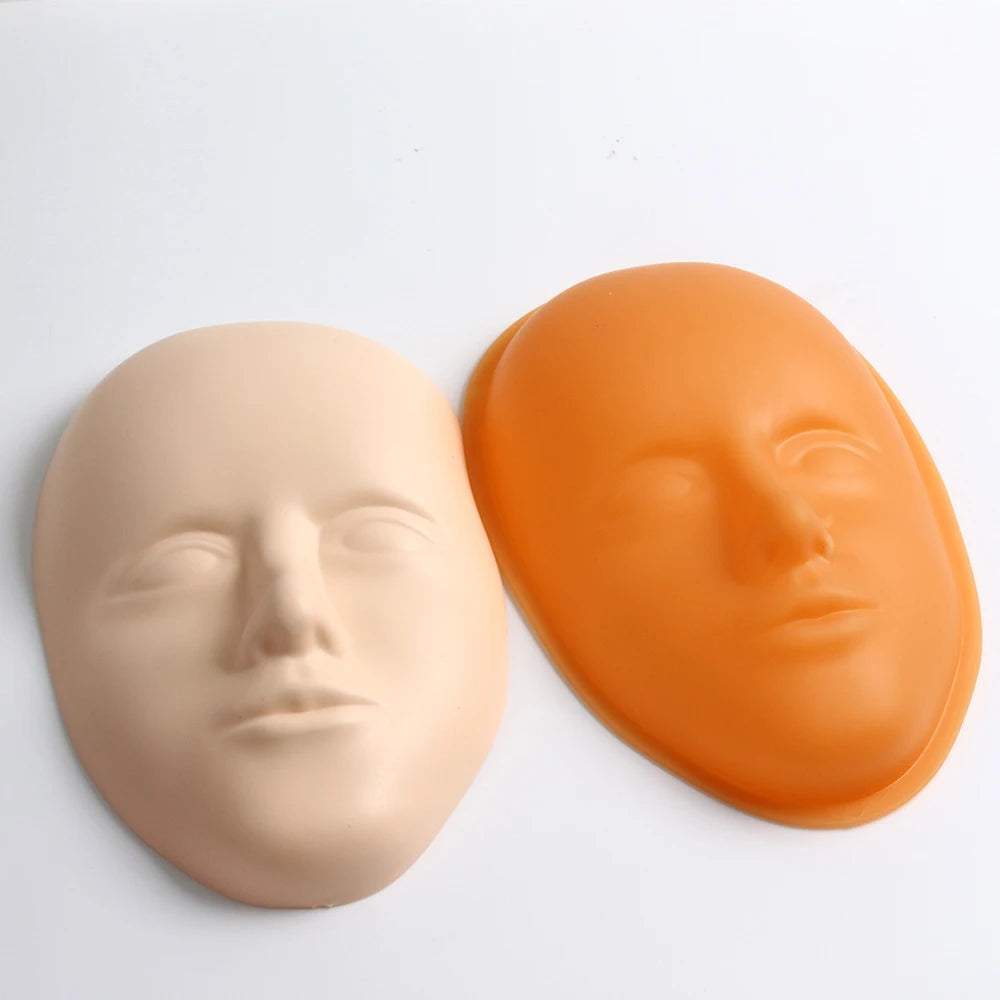 2pcs/Set 5D Facial Tattoo Training Head Silicone Practice Permanent Makeup Lip Eyebrow Tattoo Skin Mannequin Doll Face Head