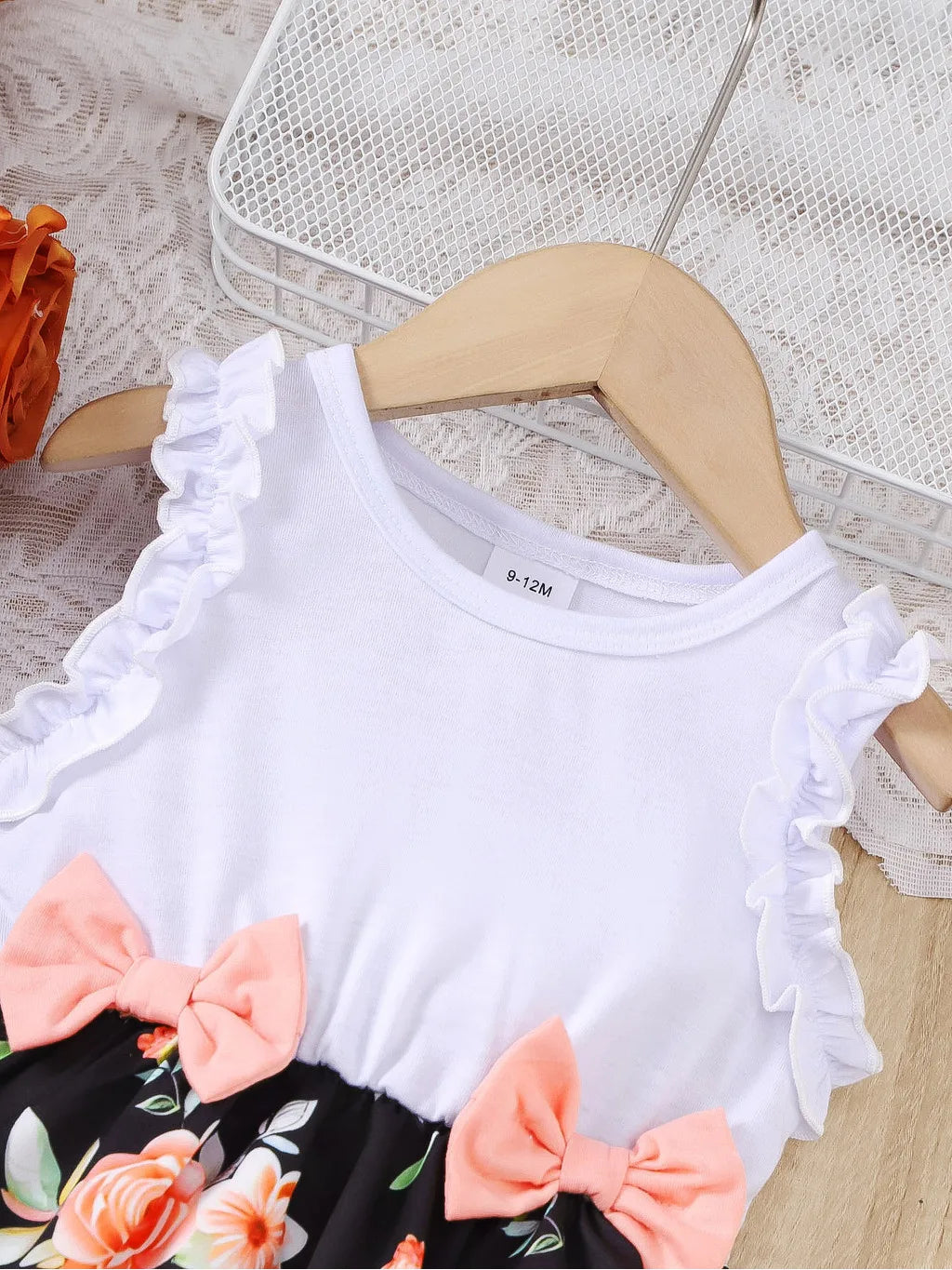 Baby Girl Summer Clothes Floral Print Sleeveless Dresses Pastoral Style Wedding Party Dress with Bow for Toddler Girl 0-3 Years - AMULET RING STORE