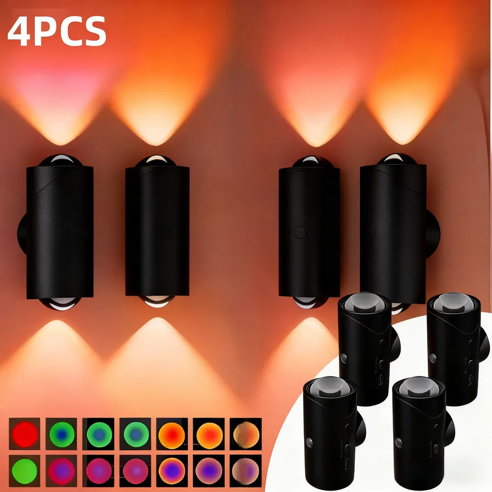 4pcs Rechargeable LED Night Light Wall Lamp Commercial StrobeLight Multi-color Mode Dimmable Indoor Light Magnetic StepLight For Entryway Bedside Desk Closet Bedside Lamp