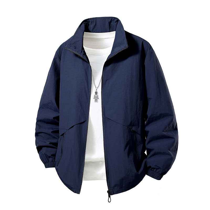 Men's Jacket Loose Fit Stand Collar Coat For Overweight