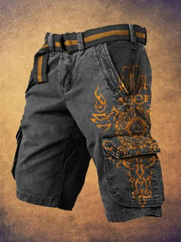 Digital Printing Men's Fashion Casual Zipper Cargo Shorts