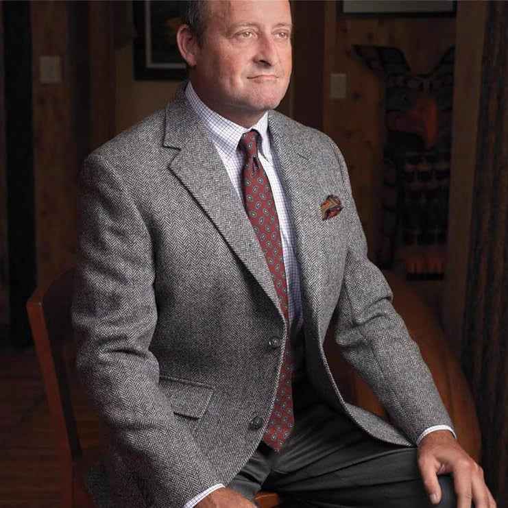 British-style Men's Suit Single-breasted Jacket Herringbone