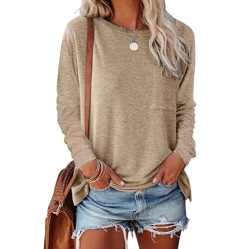 3 Pack Women's Long Sleeve Shirts Casual Crew Neck Basic Tops Solid Layer T Shirts For Ladies