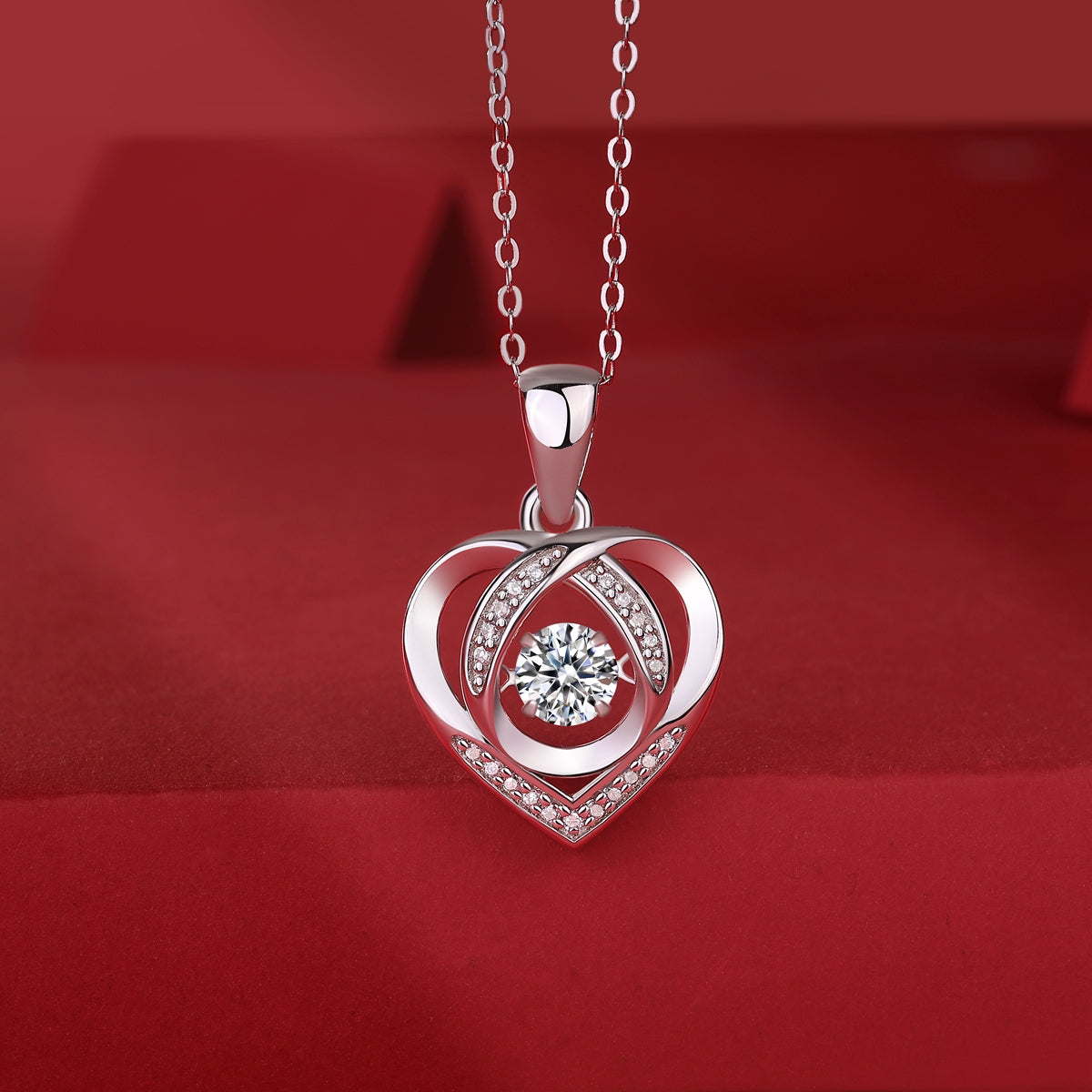 1Heart To Have Your Luxurious Fashion Diamond Pendant Necklace Set With Mosan Diamond Silver Ornaments Prohibit Tk Sales
