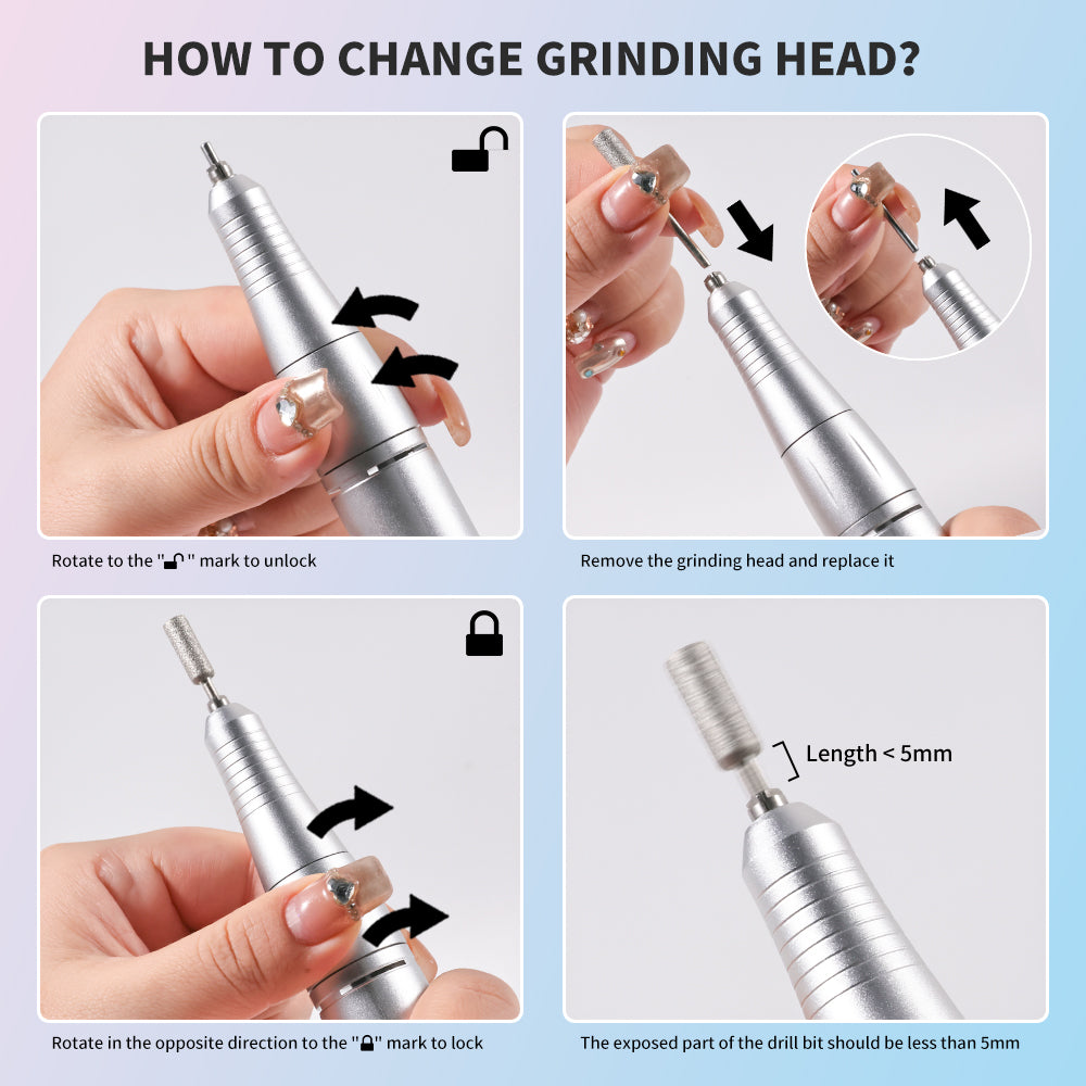 Electric 45000RPM Nail Drill Machine Rechargeable Portable Nail File Electric DIY Nail Drill Kit With Smart LCD Screen For Gel Nail Manicure And Pedicure Reflective Body Etc