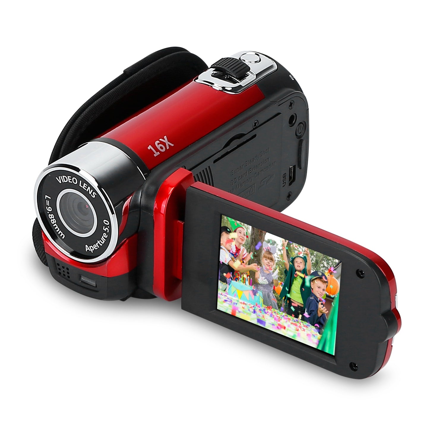 Black-Red Options - 1Pc HD 1080P Digital Video Camcorder 2.7in 16X Zoom DV Camera 270 Degree Rotation Rechargeable Kid Camera With Fill Light Selfie