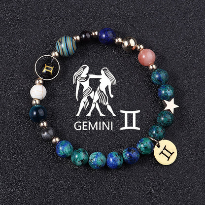 Twelve Constellations Bracelets Natural Stone Phoenix Lapis Lazuli Eight Planets