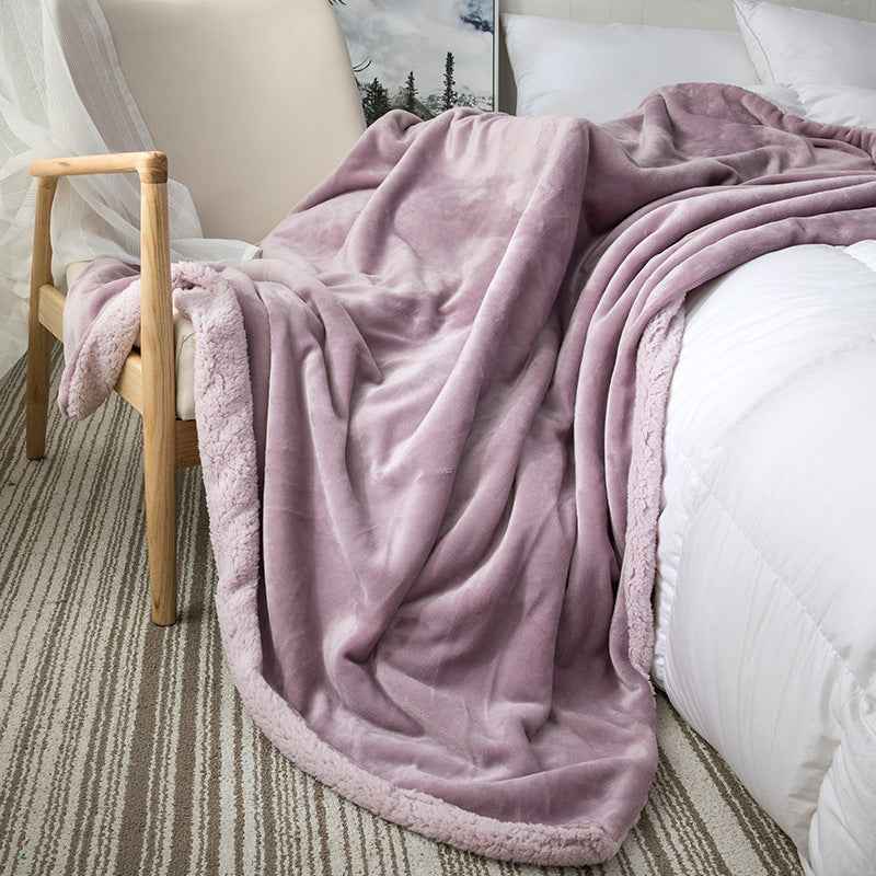 Small Sand Cover Lamb Double Layered Thickened Office Nap Blanket