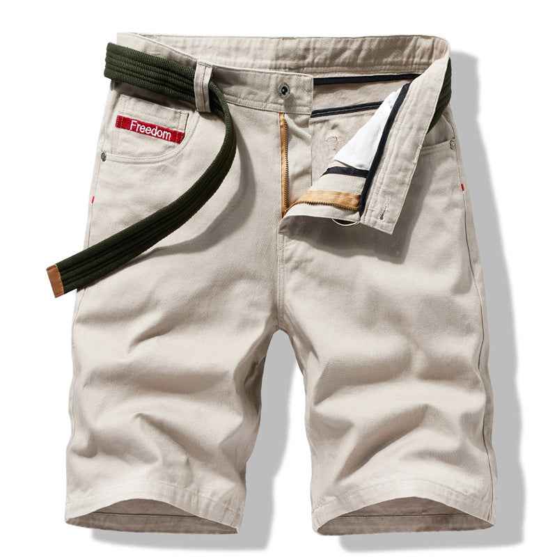 Men's Casual Loose Five-point Pants Solid Color Cargo Shorts