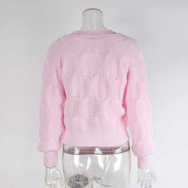 Women's Bow Cropped Cardigan - Long Sleeve V-Neck Button Down Knit Sweater Top