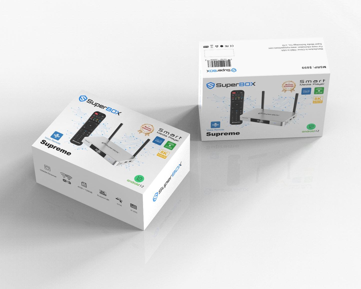 SuperBox Supreme with Premium Edition Apps 2025 Timeshift Feature 4GB RAM+128GB Storage - AMULET RING STORE