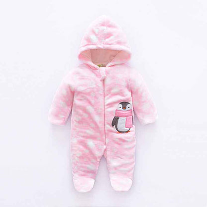 Winter jumpsuit velvet hooded baby clothing