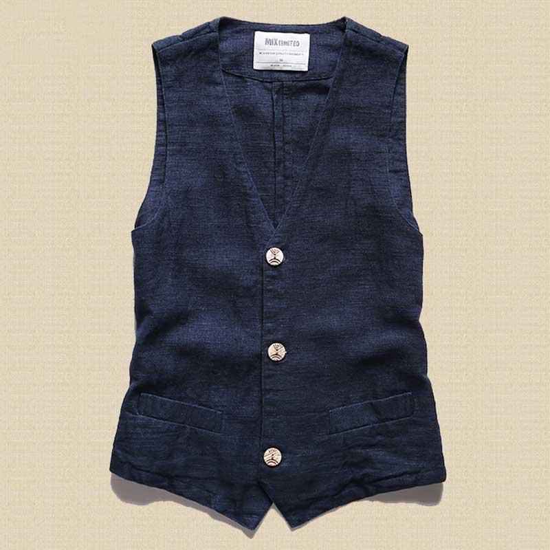 New men's linen vest cotton and linen jacket