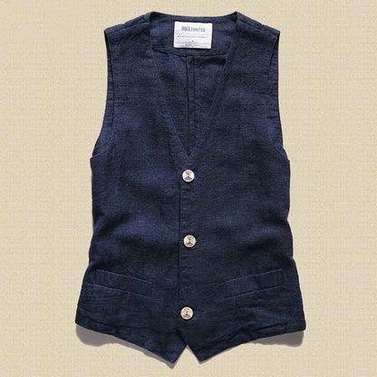 New men's linen vest cotton and linen jacket