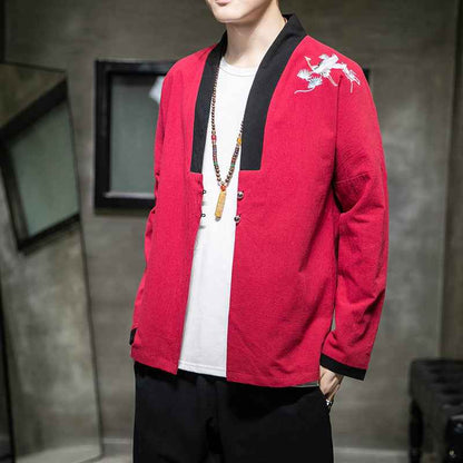 Embroidered cotton linen linen hanfu men