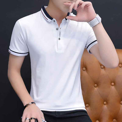 Men's Embroidery Paul Lapel short sleeve t-shirt men's T-shirt