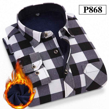 Men's Warm Shirts Plus Velvet Thick Long-Sleeved Trendy Autumn And Winter Shirts
