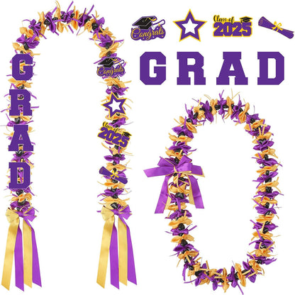 Graduation Lei Graduation Ribbon Leis Graduation Kukui Nut Leis Purple And Gold Braided Lei Honor Cord Class Of College Gift Congrats Grad Party Supplies Clearance