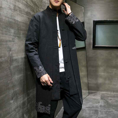 Autumn and winter Chinese style men's cotton, linen and linen Hanfu