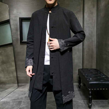 Autumn and winter Chinese style men's cotton, linen and linen Hanfu