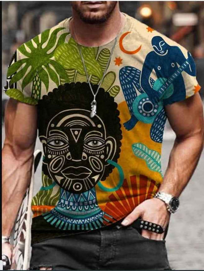 Men's Series Fashion T-shirt Digital Printing Short Sleeve T-shirt