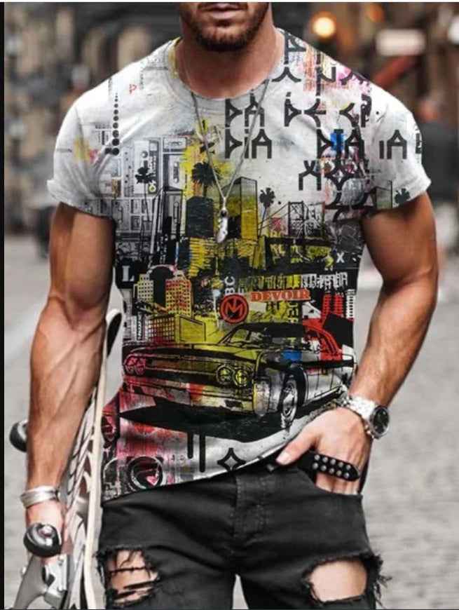 Men's Series Fashion T-shirt Digital Printing Short Sleeve T-shirt