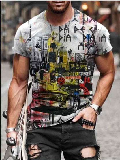 Men's Series Fashion T-shirt Digital Printing Short Sleeve T-shirt