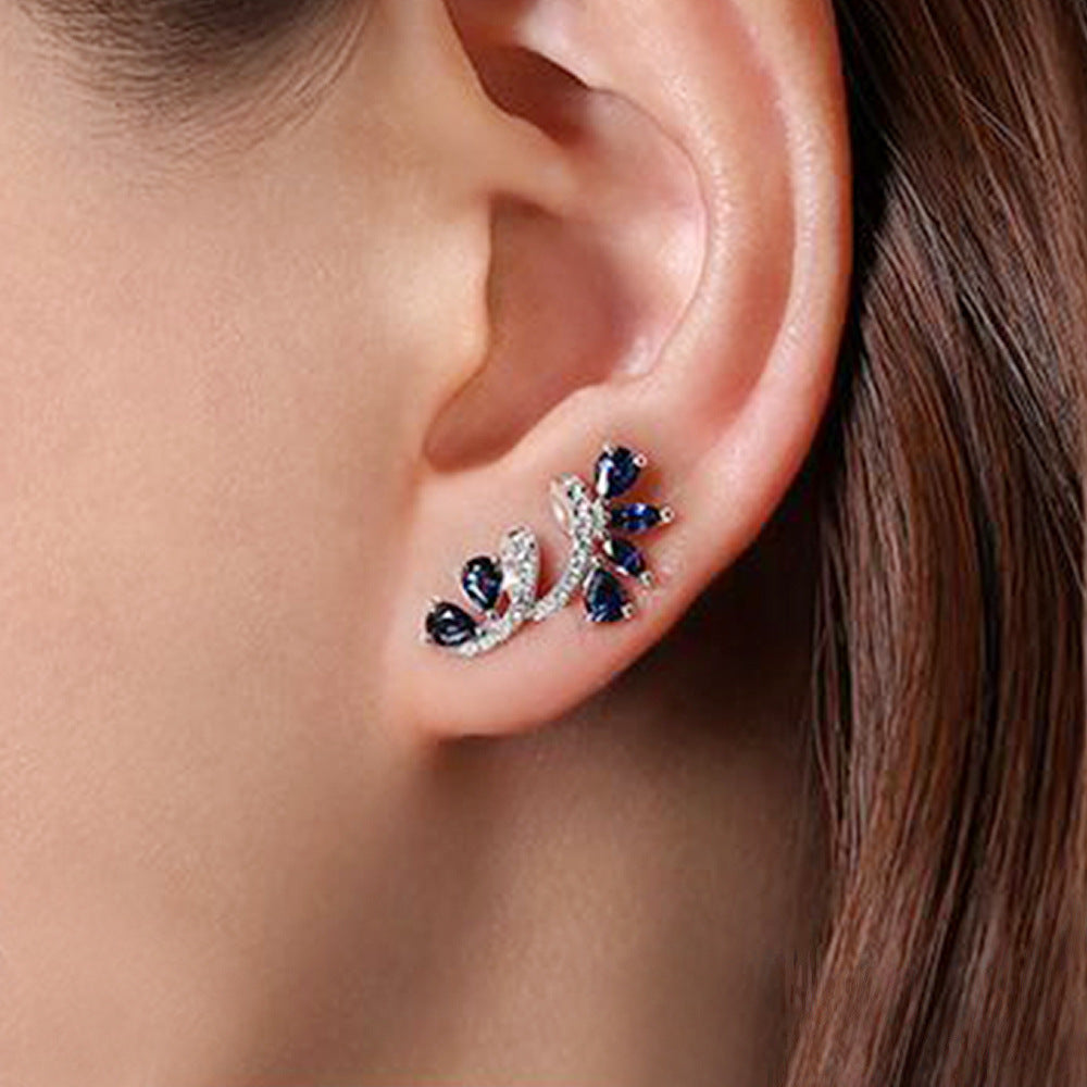 1 Pair of Dazzling Zircon Inlay Flower Stud Earrings - 925 Silver Plated, Boho Elegant Design, Hypoallergenic Zinc Alloy, Perfect for Party, Holiday, and Gift Giving
