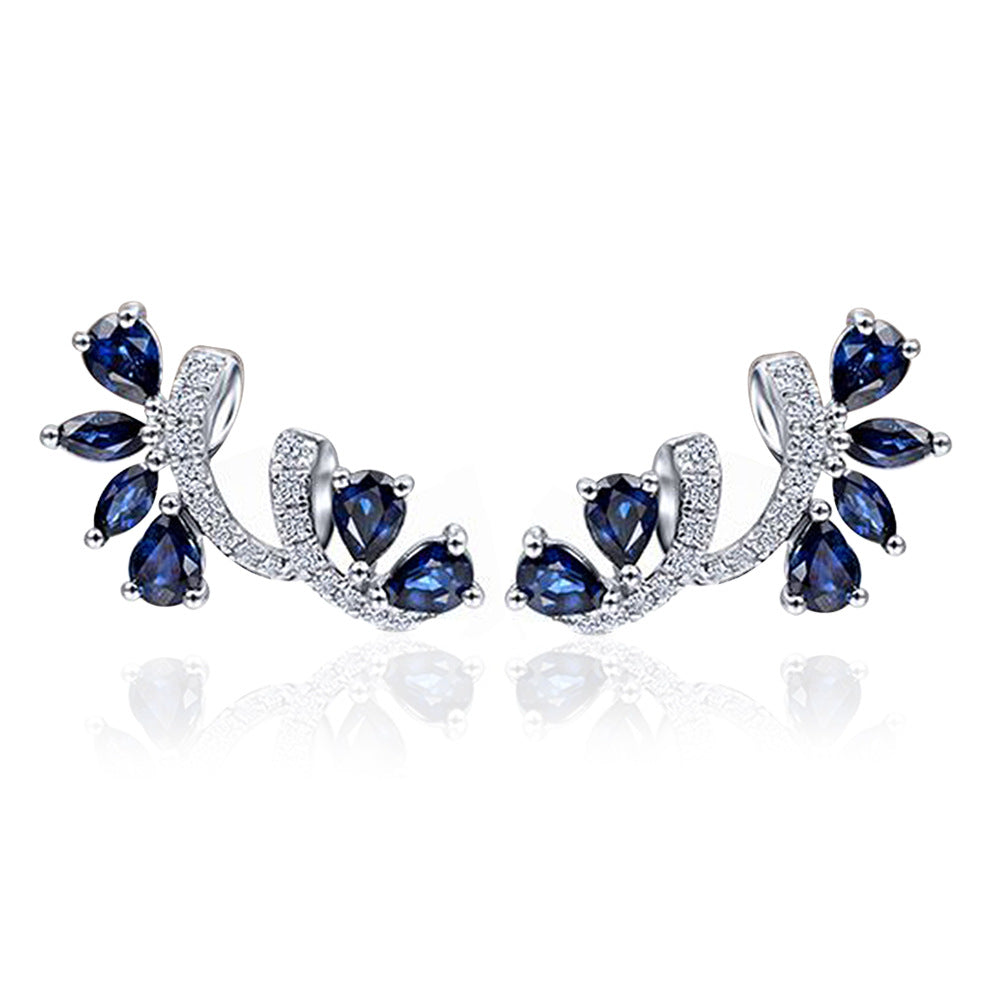 1 Pair of Dazzling Zircon Inlay Flower Stud Earrings - 925 Silver Plated, Boho Elegant Design, Hypoallergenic Zinc Alloy, Perfect for Party, Holiday, and Gift Giving