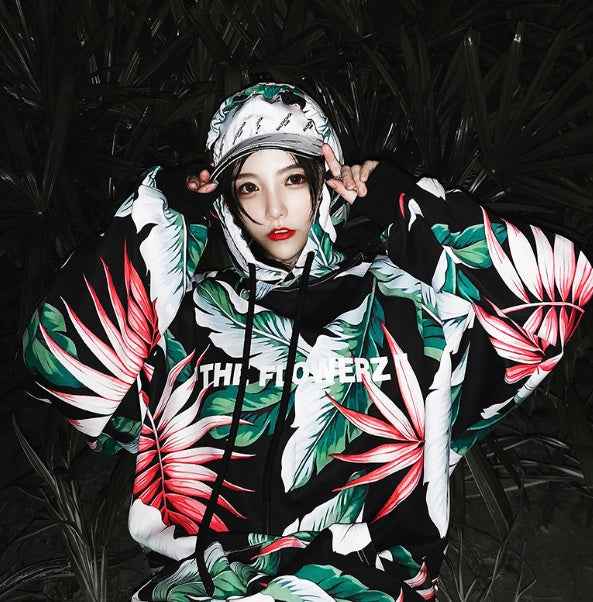 Flower World Trends Autumn Hip Hop Loose Hooded Sweater Jacket Men's Tide Brand Couple Hoodie Women