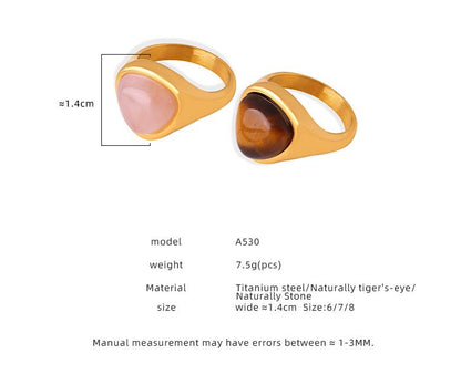 Natural Stone Retro Affordable Luxury Elegant Titanium Steel Ring