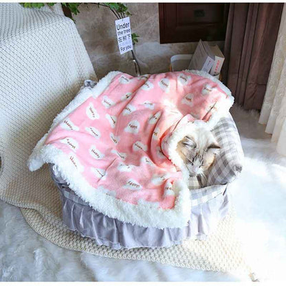Thick Lamb Fleece Pet Dog Blanket Soft Flannel Cat And Dog Cushion To Keep Warm Cat And Dog Sleeping Blanket Winter Pet Cushion