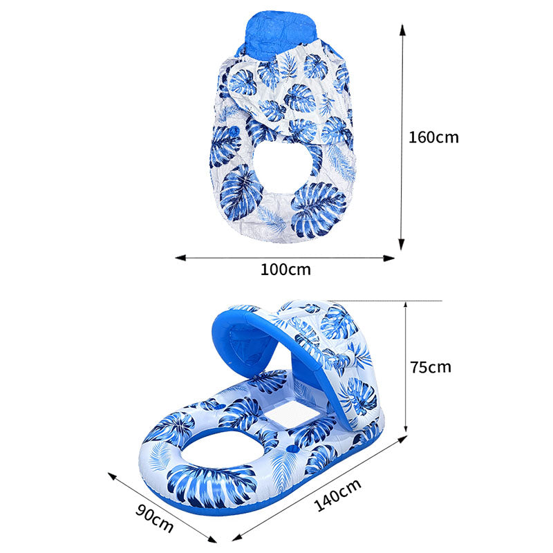 Thick Large Swimming Pool Float with Sunshade & Cup Holder