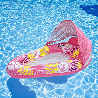 Thick Large Swimming Pool Float with Sunshade & Cup Holder