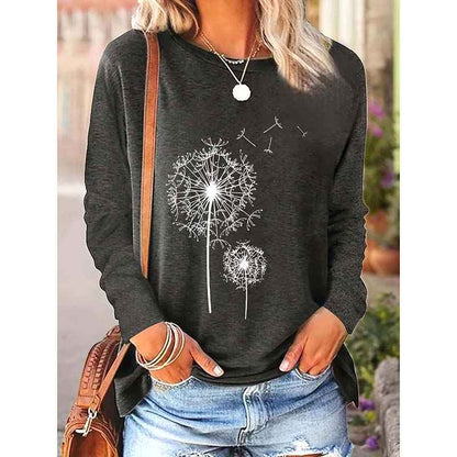 2 Pack Flowers Graphic Long Sleeve Tees Shirts For Women Casual Loose Fitted Tshirts Boho Wildflower Trendy Tops