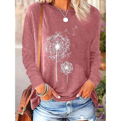 2 Pack Flowers Graphic Long Sleeve Tees Shirts For Women Casual Loose Fitted Tshirts Boho Wildflower Trendy Tops