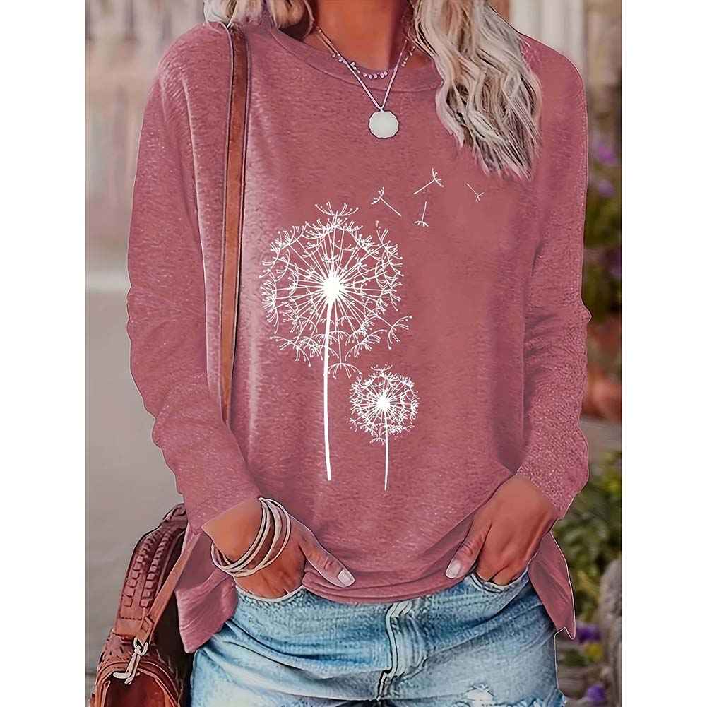 2 Pack Flowers Graphic Long Sleeve Tees Shirts For Women Casual Loose Fitted Tshirts Boho Wildflower Trendy Tops