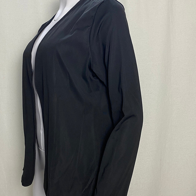 Plus Size Women's Long Sleeve Solid Color Collarless Blazer Jacket Simple Stylish Design, Essential Spring & Fall Top