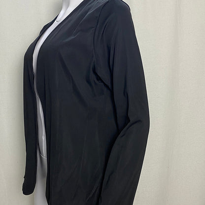 Plus Size Women's Long Sleeve Solid Color Collarless Blazer Jacket Simple Stylish Design, Essential Spring & Fall Top