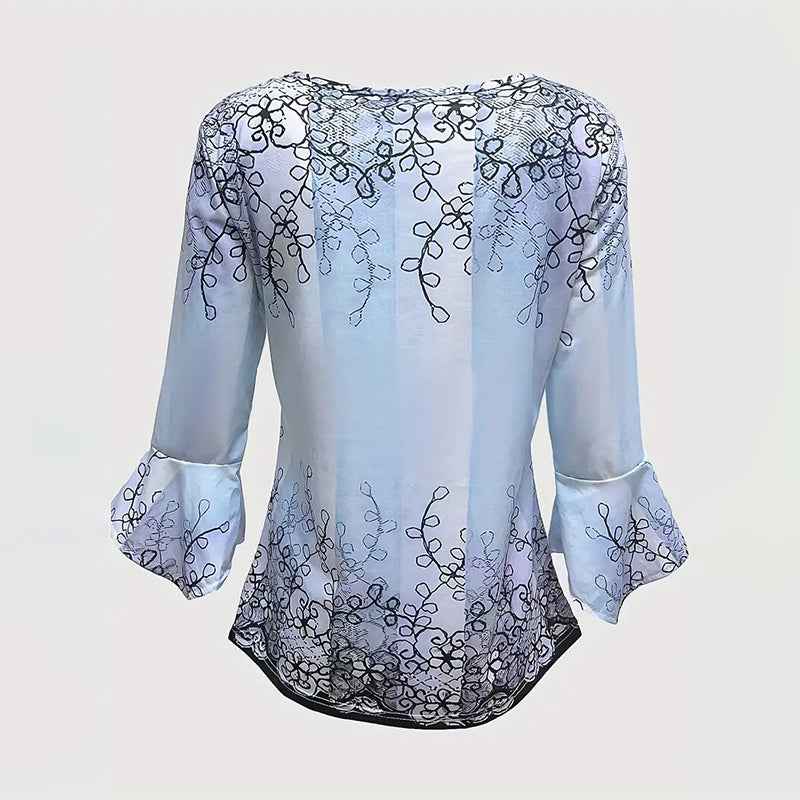 Women's V Neck 3 4 Sleeve T Shirts Button Front Dressy Casual Tees Shirt Tunic Blouses