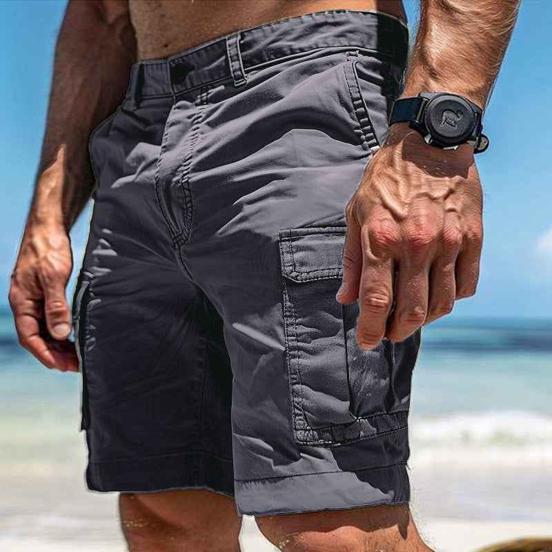 Men's Cargo Shorts Summer Multi-Pocket Button Zipper Pants With Pockers Fashion Beach Pants
