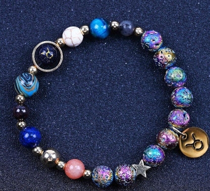 Blue San Colorful Volcanic Rock Twelve Constellations Bracelets